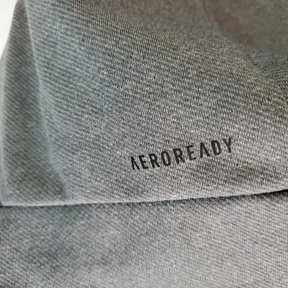 ADIDAS Mens Graphic Hoodie Hooded Sweatshirt Medium Grey Cotton‎ Aeroready